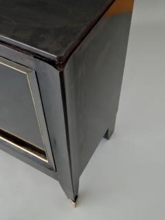 French Art Deco Black Lacquered Two Door Buffet Commode with Bronze Details - 466393