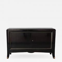 French Art Deco Black Lacquered Two Door Buffet Commode with Bronze Details - 468027