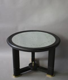 French Art Deco Blackened Wood and Etched Glass Gueridon - 377892