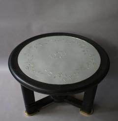 French Art Deco Blackened Wood and Etched Glass Gueridon - 377894