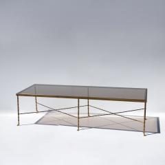 French Art Deco Brass and Mirror Coffee Table Attributed to Maison Bagu s  - 4460802