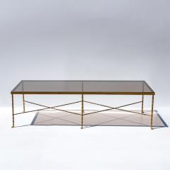 French Art Deco Brass and Mirror Coffee Table Attributed to Maison Bagu s  - 4460803