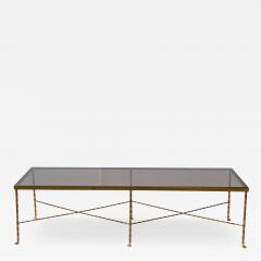 French Art Deco Brass and Mirror Coffee Table Attributed to Maison Bagu s  - 4461017