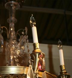 French Art Deco Bronze and Crystal 10 Light Chandelier - 769276