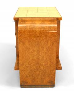 French Art Deco Burl Maple End Table - 1379182