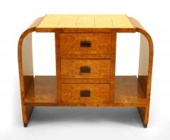 French Art Deco Burl Maple End Table - 4630992