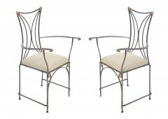 French Art Deco Cartier Brass and Steel Arm Chairs - 2789733