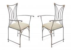 French Art Deco Cartier Brass and Steel Arm Chairs - 2789734