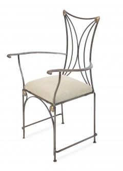French Art Deco Cartier Brass and Steel Arm Chairs - 2789735