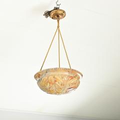 French Art Deco Carved Alabaster Pendant Light - 4174766