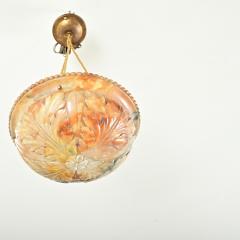 French Art Deco Carved Alabaster Pendant Light - 4174767