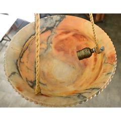 French Art Deco Carved Alabaster Pendant Light - 4174791