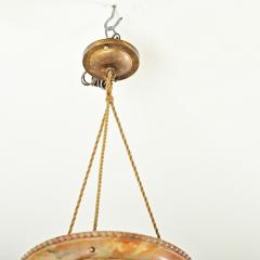 French Art Deco Carved Alabaster Pendant Light - 4174805