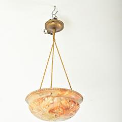 French Art Deco Carved Alabaster Pendant Light - 4174831