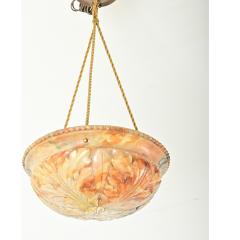 French Art Deco Carved Alabaster Pendant Light - 4174833