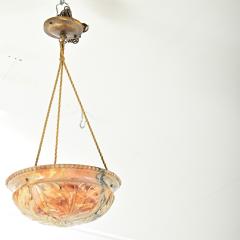 French Art Deco Carved Alabaster Pendant Light - 4174834