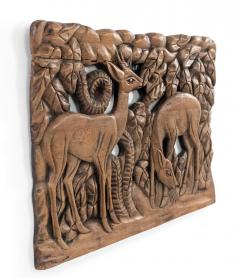 French Art Deco Carved Walnut Wall Plaque - 4195164