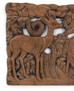 French Art Deco Carved Walnut Wall Plaque - 4195165