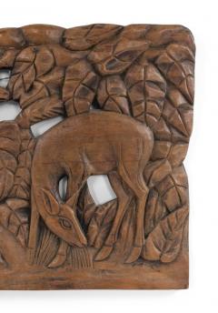 French Art Deco Carved Walnut Wall Plaque - 4195166