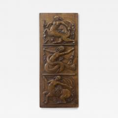 French Art Deco Carved Wood Relief with 3 Panels - 4709186