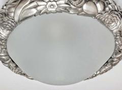 French Art Deco Cast Bronze Flower Sphere Flush Mount - 3940542