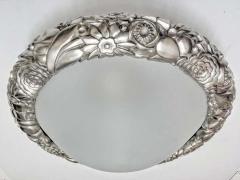 French Art Deco Cast Bronze Flower Sphere Flush Mount - 3940543