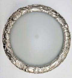 French Art Deco Cast Bronze Flower Sphere Flush Mount - 3940544