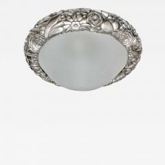 French Art Deco Cast Bronze Flower Sphere Flush Mount - 4101913