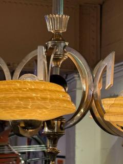 French Art Deco Chandelier with Original Glass Shades - 4360630