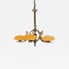 French Art Deco Chandelier with Original Glass Shades - 4361173