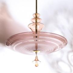 French Art Deco Chandelier with Smoked Rose Glass - 2551483