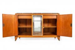 French Art Deco Cherry Nickel and Marble Sideboard Credenza Cabinet - 4499842
