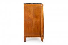 French Art Deco Cherry Nickel and Marble Sideboard Credenza Cabinet - 4499845
