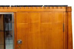 French Art Deco Cherry Nickel and Marble Sideboard Credenza Cabinet - 4499848