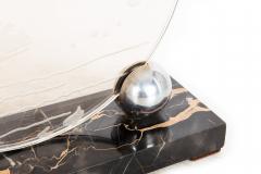 French Art Deco Chrome and Etched Glass Fish Lumiere Table Light - 4805122