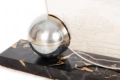 French Art Deco Chrome and Etched Glass Fish Lumiere Table Light - 4805123