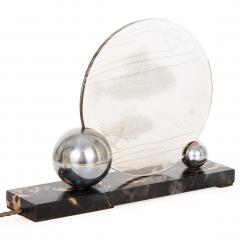 French Art Deco Chrome and Etched Glass Fish Lumiere Table Light - 4805124