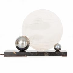 French Art Deco Chrome and Etched Glass Fish Lumiere Table Light - 4805125