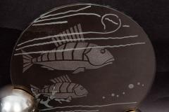 French Art Deco Chrome and Etched Glass Fish Lumiere Table Light - 4805133