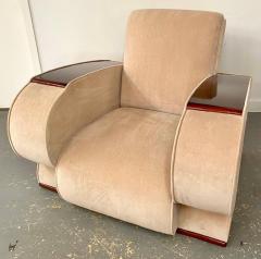 French Art Deco Club or Lounge Chair in Beige Suede Upholstery a Pair - 3300350