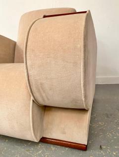 French Art Deco Club or Lounge Chair in Beige Suede Upholstery a Pair - 3300351