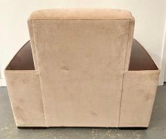 French Art Deco Club or Lounge Chair in Beige Suede Upholstery a Pair - 3300353