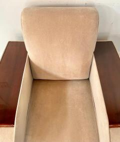 French Art Deco Club or Lounge Chair in Beige Suede Upholstery a Pair - 3300357