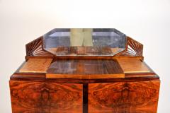French Art Deco Commode Burr Walnut With Mirror Marble France circa 1925 - 3388989