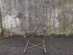 French Art Deco Decorative Iron Cot or Cradle with Canopy on Gentle Rockers - 4182426