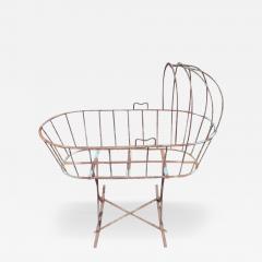 French Art Deco Decorative Iron Cot or Cradle with Canopy on Gentle Rockers - 4186634
