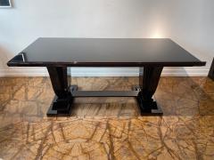 French Art Deco Dining Table with Black Glass Top - 2697903