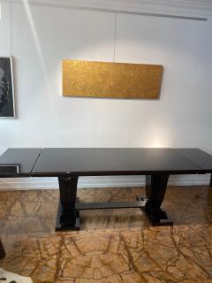 French Art Deco Dining Table with Black Glass Top - 2697908