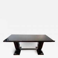 French Art Deco Dining Table with Black Glass Top - 2700790