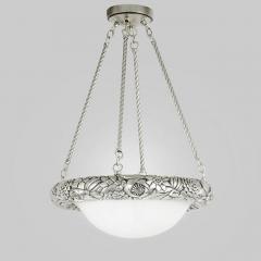 French Art Deco Flower Sphere Pendant Chandelier - 3940642